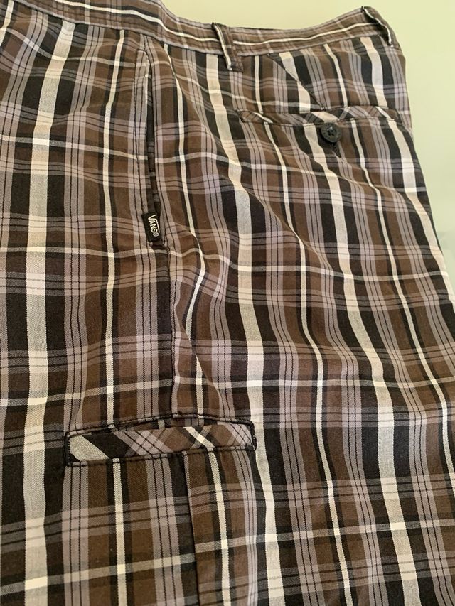 Shorts, pantalon VANS cuadros marrón blanco T-36