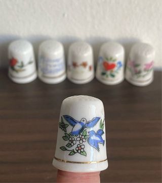 6 Ditali Vintage Dipinti a Mano