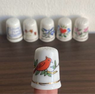 6 Ditali Vintage Dipinti a Mano