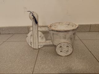 Cesta carrito madera blanco