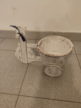 Cesta carrito madera blanco