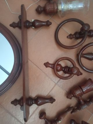 Accesorios baño madera vintage