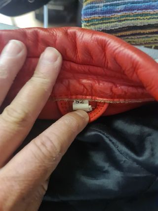 Cazadora cuero racing roja-blanca