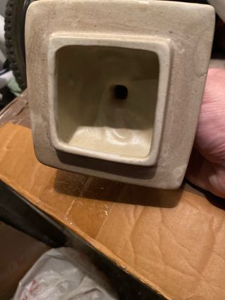 Jarrón porcelana azul y beige