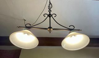 Lampada da biliardo vintage in bronzo