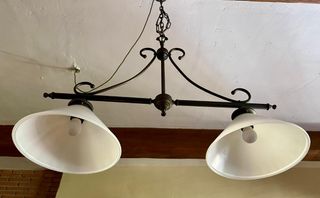 Lampada da biliardo vintage in bronzo