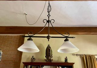 Lampada da biliardo vintage in bronzo