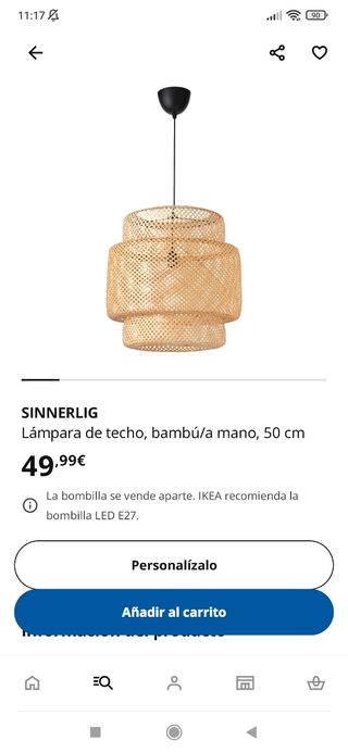 Lámpara techo mimbre - beige/negro