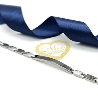 Bracciale da uomo acciaio a maglie nero e argento