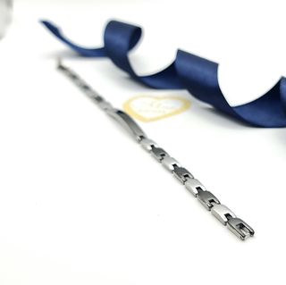 Bracciale da uomo acciaio a maglie nero e argento