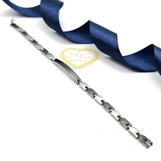Bracciale da uomo acciaio a maglie nero e argento