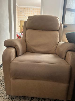 Sillón relax beige - piel sintética