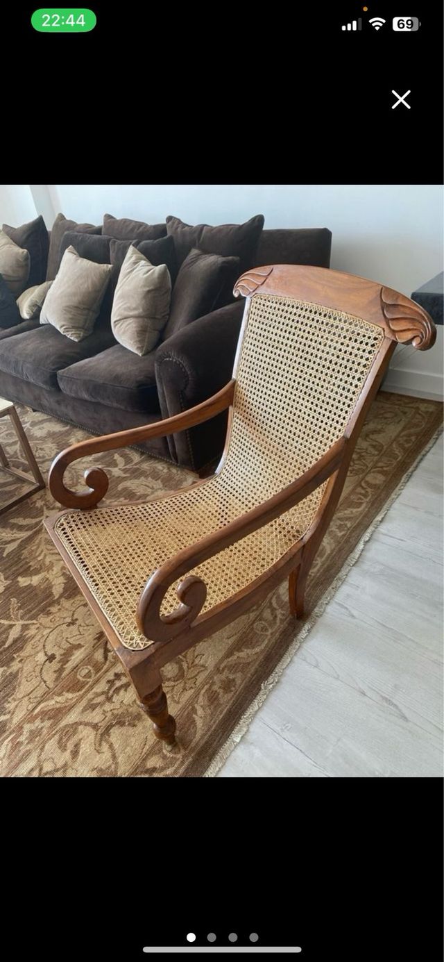 Silla Colonial Java - Rattan y Madera