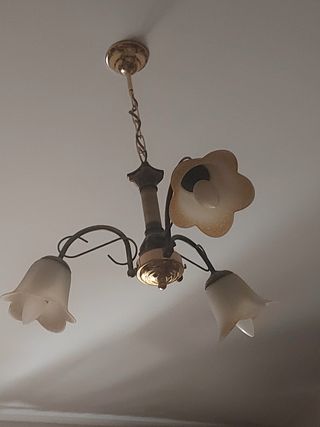 Lampara techo 3 luces - beige/dorado