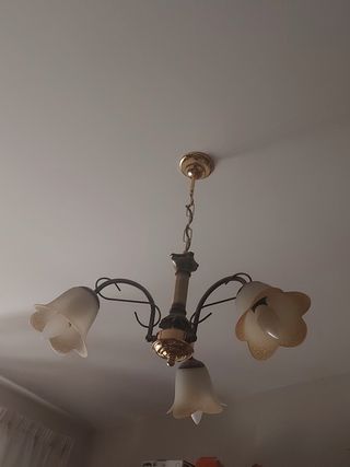 Lampara techo 3 luces - beige/dorado