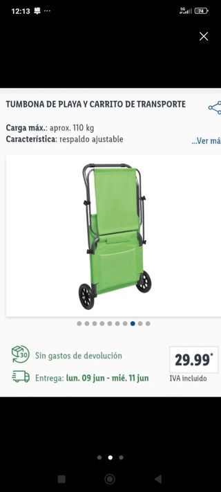 Tumbona playa con carrito - Plegable