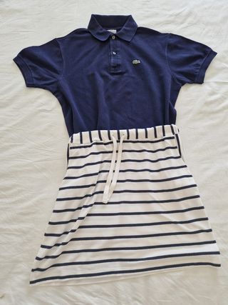 Conjunto Lacoste azul y blanco.