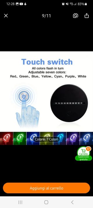 Luce notturna LED Gamer 7 colori