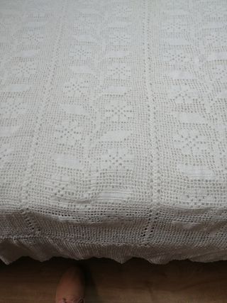 Colcha ganchillo algodón blanco