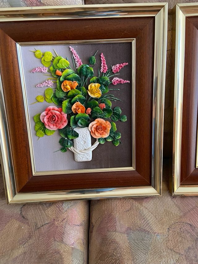 2 Cuadros Flores Vintage