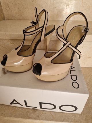 Zapatos Aldo tacón beige-negro