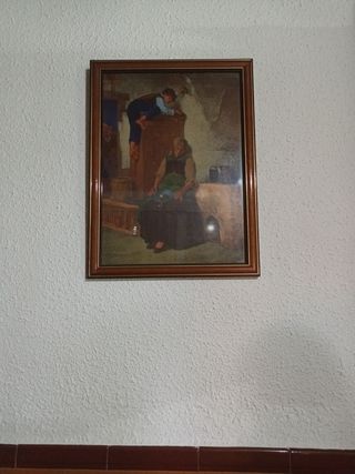 Cuadro antiguo con marco madera
