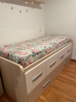 Cama nido con cajones - madera natura y bl.lacado