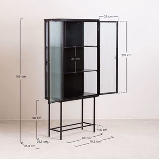 Vitrina negra metal y cristal