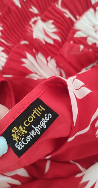 Vestido midi rojo y blanco floral con levita