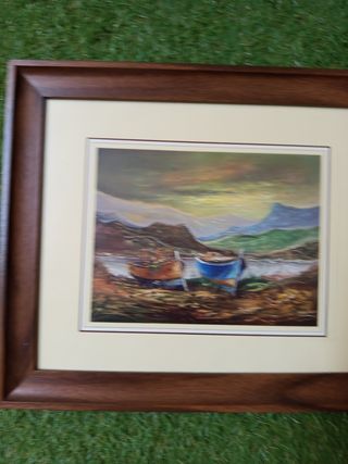 Cuadro paisaje con barcos
