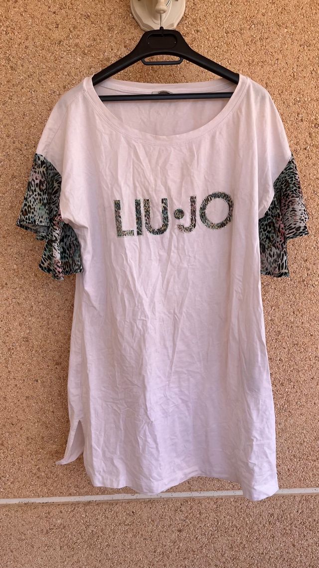 Camiseta Liu Jo blanca c/mangas leopardo
