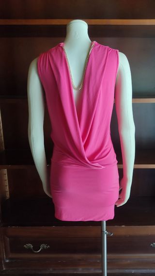 Vendo abito donna rosa fucsia con drappeppio