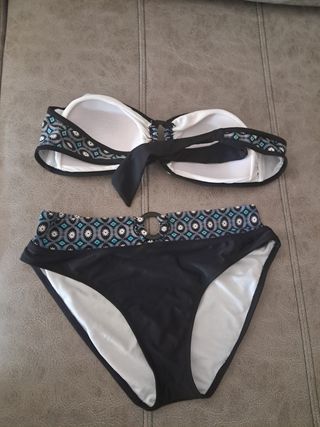 Bikini Negro-Verde Agua T46