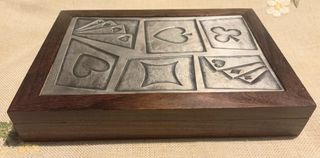 Scatola carte legno argento anni '70