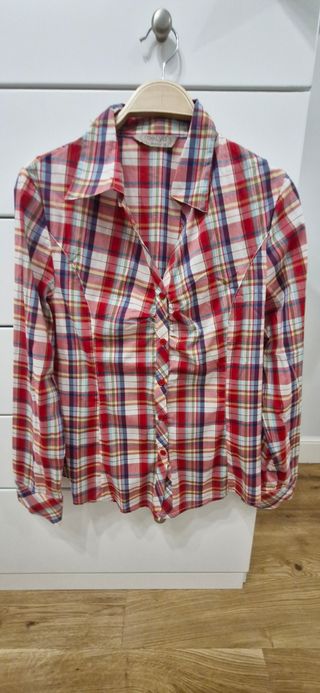 Camisa cuadros roja y verde - Talla 40