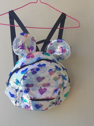 Zainetto bimba paillettes blu bianco