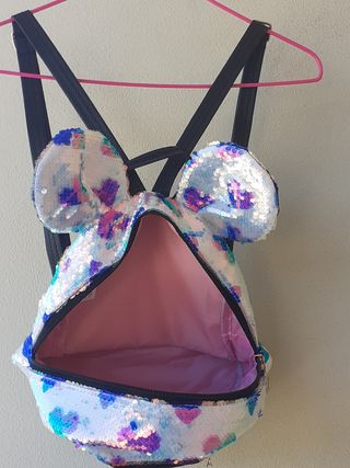 Zainetto bimba paillettes blu bianco