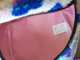 Zainetto bimba paillettes blu bianco