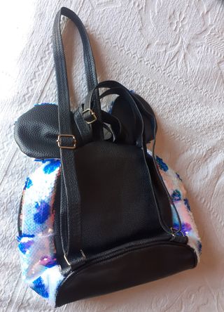 Zainetto bimba paillettes blu bianco