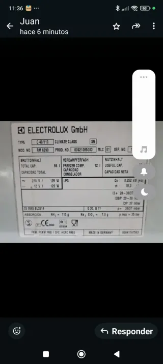 Nevera Electrolux caravana