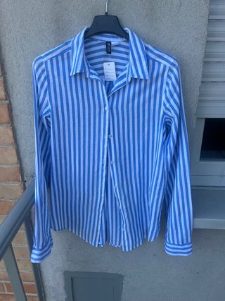 Camicia blu e bianca a righe tg 40