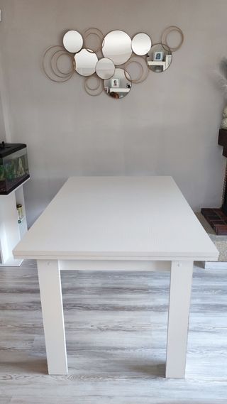 Mesa extensible blanca de madera 140x90