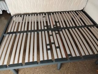 Somier Matrimonio Gris - Metal y Madera