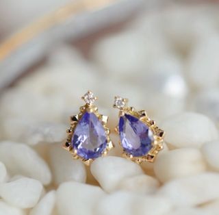 Pendientes Tanzanita Diamante Oro 18k