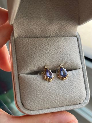 Pendientes Tanzanita Diamante Oro 18k