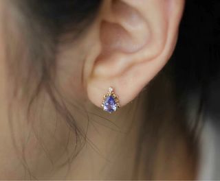 Pendientes Tanzanita Diamante Oro 18k