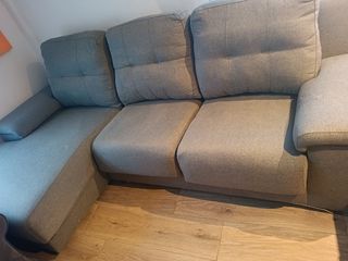 Sofá chaise longue gris - 3 plazas