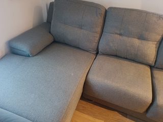 Sofá chaise longue gris - 3 plazas