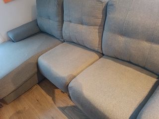 Sofá chaise longue gris - 3 plazas