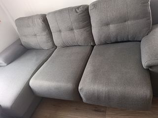 Sofá chaise longue gris - 3 plazas
